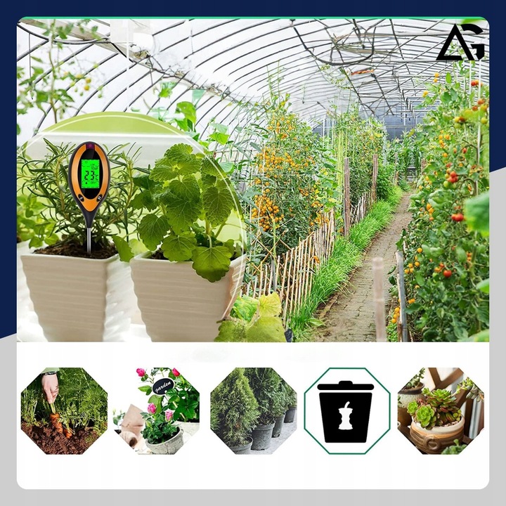 KWASOMIERZ GLEBOWY TESTER PH GLEBY PODŁOŻA ZIEMI MIERNIK WILGOTNOŚCI