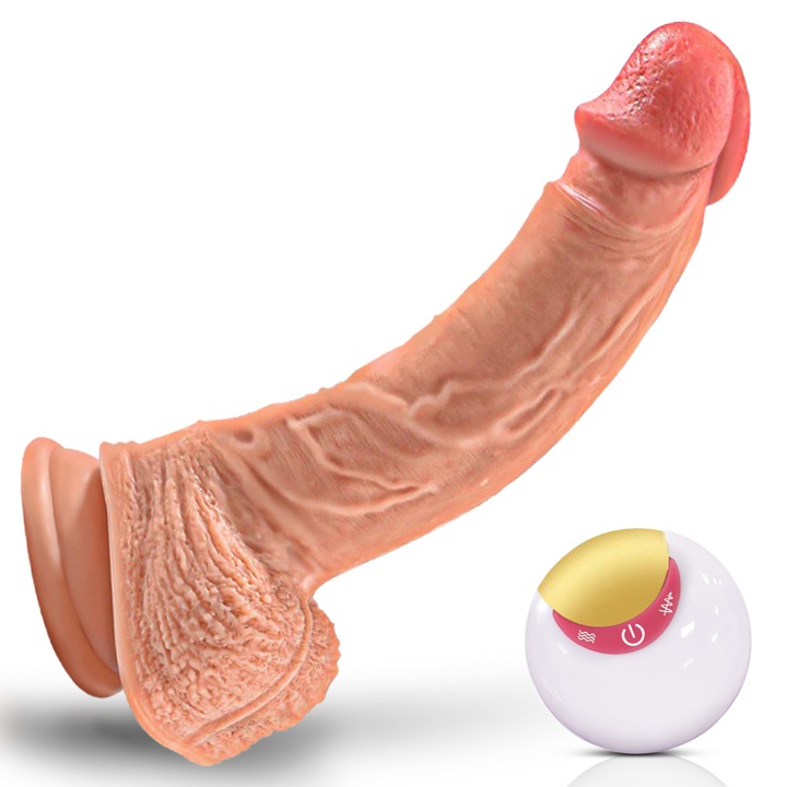 realistyczne dildo Analne wibrator z pilotem 21.5cm, 8 wibracji i 6 pchnięć