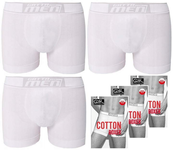 6 X GATTA BOXER BOKSERKI MĘSKIE BAWEŁNA SZARE BIAŁE M