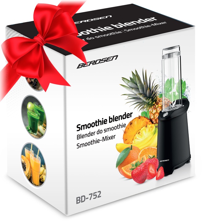 BLENDER SMOOTHIE Z 2 BIDONAMI 350W BERDSEN + 2 BIDONY BUTELKI 0,57L CZARNY