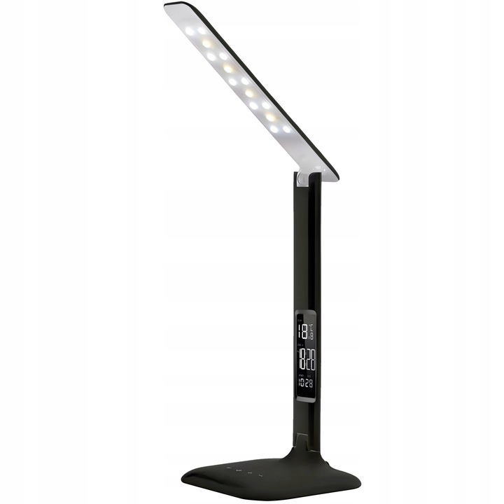 LAMPKA LED BIURKOWA SZKOLNA BIURKO WYŚWIETLACZ LCD ZEGAR DATA TEMPERATURA