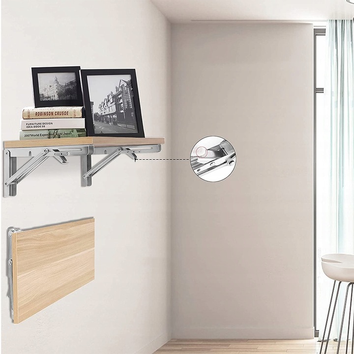 TRÓJKĄTNE ZAWIAS KĄTOWNIK SKŁADANY WSPORNIK POD STÓŁ BLAT DLA DOMU