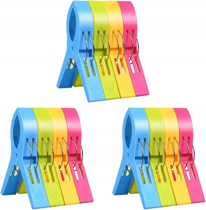 12x Duże Klamry do Ręczników – Klipsy na Leżak Spinacze Plażowe do Ręcznika