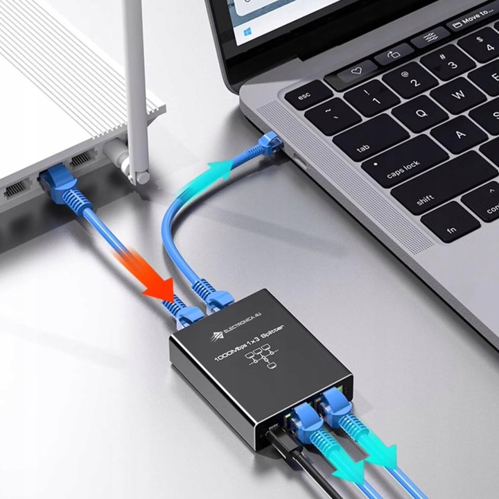 Adapter rozdzielacz mini Switch splitter LAN Ethernet RJ45 3xRJ45 1000M 1GB