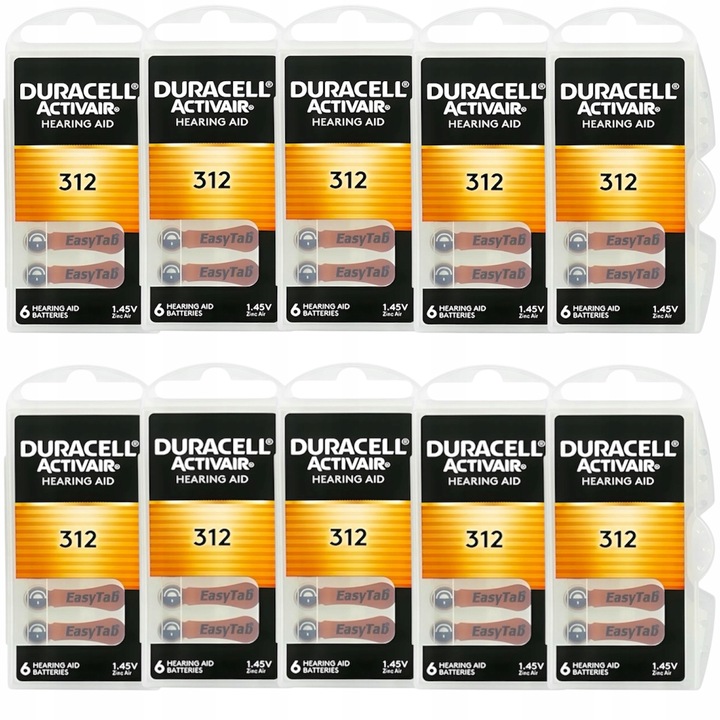 Baterie Słuchowe DURACELL 312 ActivAir PR41 do aparatów słuchowych 60szt.