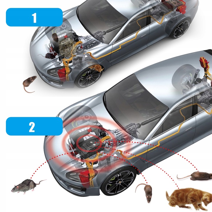 Samochodowy ODSTRASZACZ gryzoni na KUNY do AUTA ultradzwiekowy na