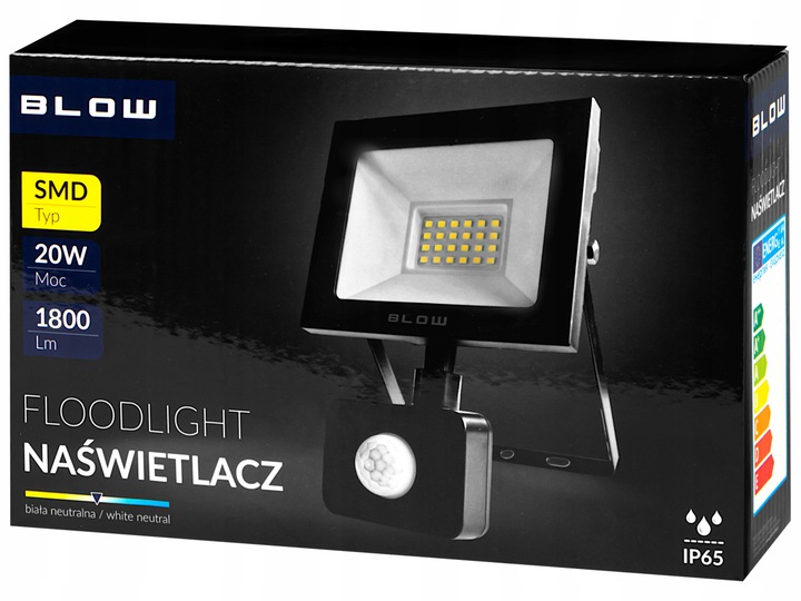 HALOGEN LAMPA LED NAŚWIETLACZ REFLEKTOR CZUJNIK RUCHU ZMIERZCHU 20W