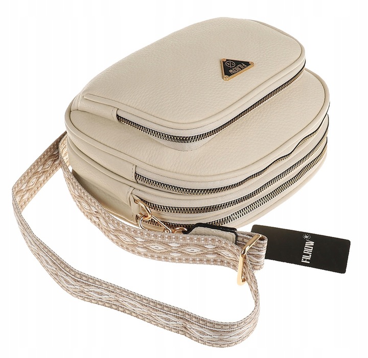 Torebka Damska Skóra Pojemna Listonoszka na Ramę Miejska Modna YD9743 Beige