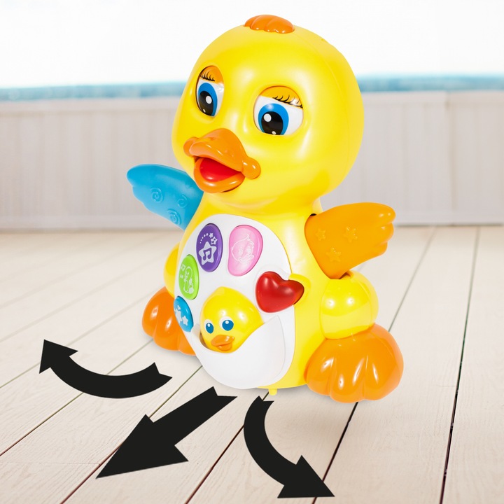 INTERAKTYWNA KACZUSZKA KACZKA GRA JEŹDZI MACHA SKRZYDEŁKAMI SERCE KWACZE