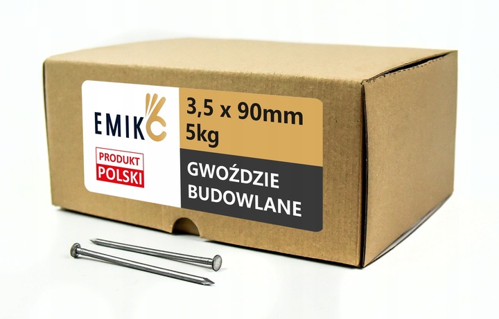 Gwoździe budowlane 3,5x90mm 3,5 cala Czarne Gładkie 5kg