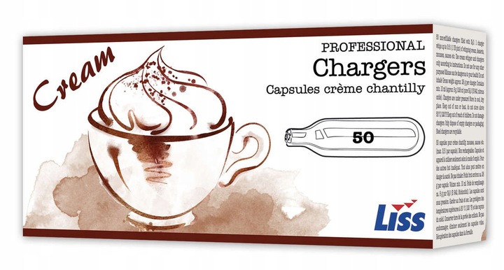 NABOJE DO BITEJ ŚMIETANY 50 SZT. LISS N2O 8G