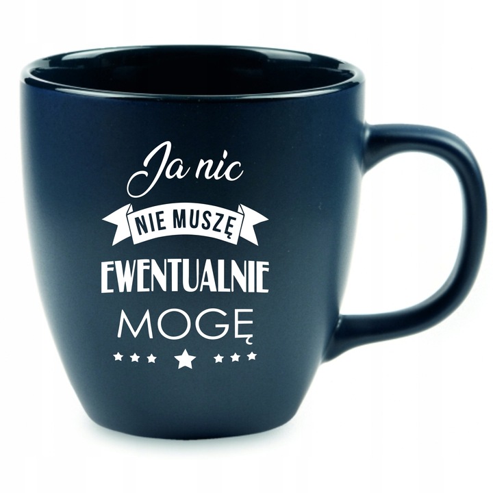 B.DUŻY KUBEK GRANATOWY MATOWY Z WŁASNYM NADRUKIEM DO KAWY NA PREZENT GRAWER