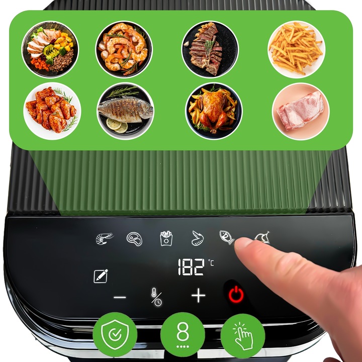 AIR FRYER FRYTKOWNICA BEZTŁUSZCZOWA 5,5L 8 PROGRAMÓW NUTRICHEF CZARNA