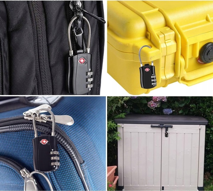2x KŁÓDKA TSA SYSTEM NA SZYFR DO WALIZKI BAGAŻU Z LINKĄ ZABEZPIECZENIE
