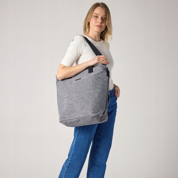 Torebka damska na zakupy pojemna szara duża torba na ramię shopper ZAGATTO