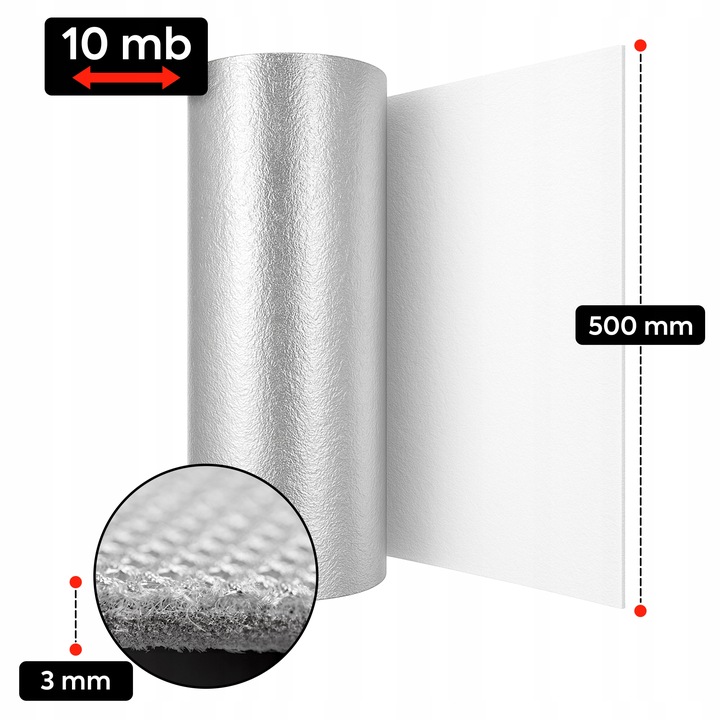 Ekran Zagrzejnikowy 10m Mata Pianka Aluminiowa Izolacyjna Odbija Ciepło Alu