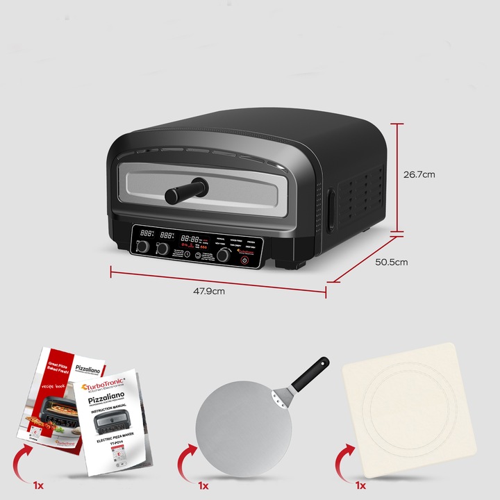 PIEC DO PIZZY ⌀37 MINI PIEKARNIK 450°C PIZZA 2200W ELEKTRONICZNE