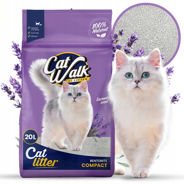 Żwirek dla kota bentonitowy zbrylający LAWENDOWY CatWalk Compact 20L