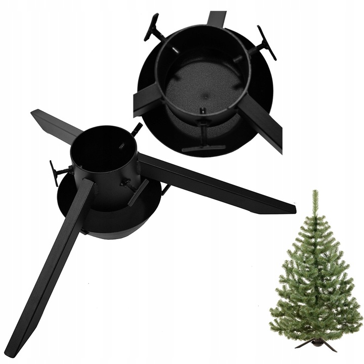 Stojak na choinkę metalowy z misą na wodę stojak pod choinkę czarny 105 mm