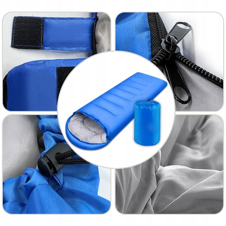 LEKKI ŚPIWÓR TURYSTYCZNY MUMIA KAPTUR 210CM CIEPŁY KOŁDRA + POKROWIEC 2w1