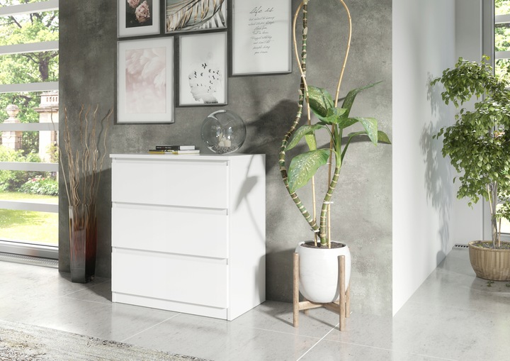 SZAFKA 3 SZUFLADY BIAŁA NOWOCZESNA DO SALONU SYPIALNI MEBLE OD