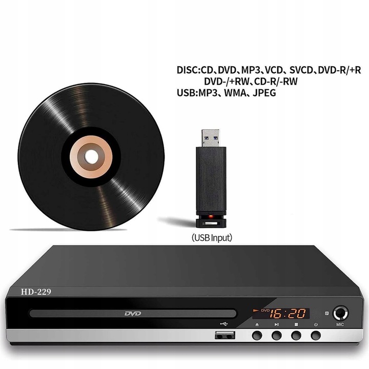 Odtwarzacz DVD Z Kabel HDMI RCA, Pilot Zdalnego Sterowania, System NTSC/PAL