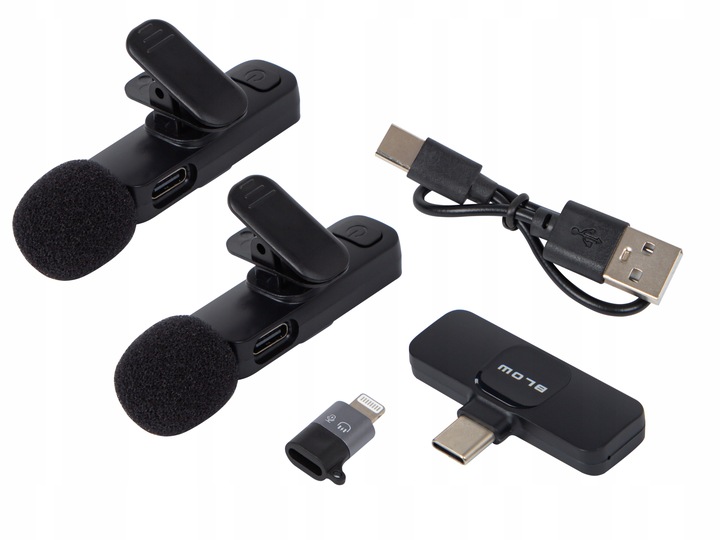 2x MIKROFON ODBIORNIK BEZPRZEWODOWY KRAWATOWY ADAPTER USB-C DO LIGHTNING