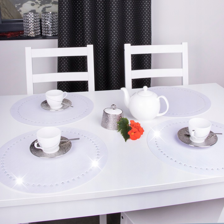 Podkładka dekoracyjna GLAMOUR koło 40 cm czarna srebro