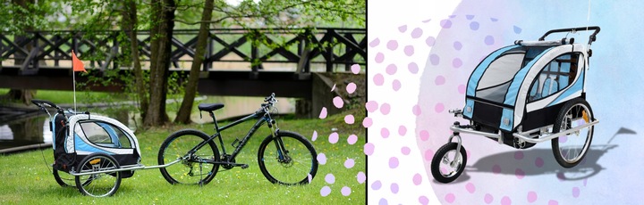 PRZYCZEPKA ROWEROWA PRO Z AMORTYZACJĄ 3w1 + OŚWIETLENIE LED