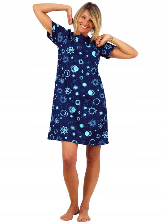 KOSZULA NOCNA piżama tunika rozpinana z dekoltem zapinanym na 4 guziki L