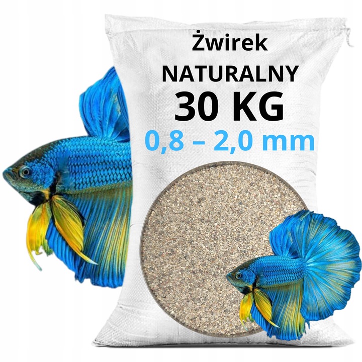 Żwirek do akwarium 0,8-2,0 mm żwir akwariowy naturalny z ATESTEM 30 KG