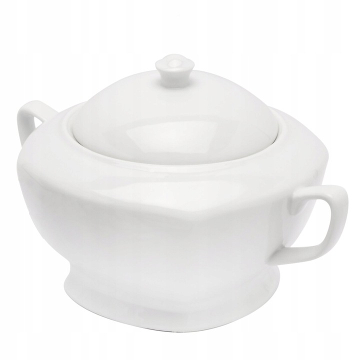 TADAR WAZA DO ZUPY 2,5 L BIAŁA PORCELANA Z POKRYWKĄ