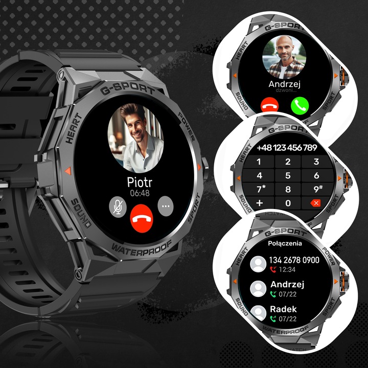 SMARTWATCH ZEGAREK MĘSKI MENU PL SPORT PULS ROZMOWY SMART WATCH