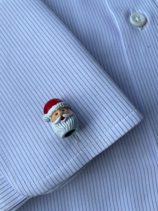 Okolicznościowe spinki do mankietów EXC Mikołaj Gwiazdor w Białej Szkatułce