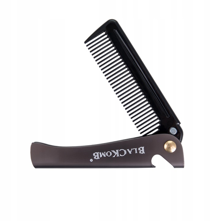 Składany Grzebień Do Układania Włosów Brody Metalalowy Z Otwieraczem Męski