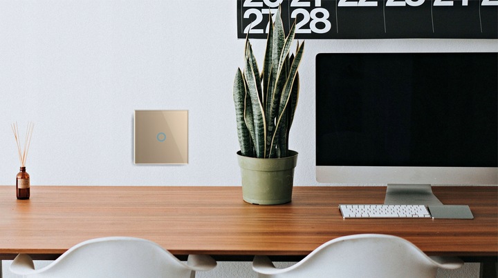 WŁĄCZNIK WYŁĄCZNIK ŚWIATŁA SZKLANY DOTYKOWY POJEDYNCZY ZŁOTY SZKŁO