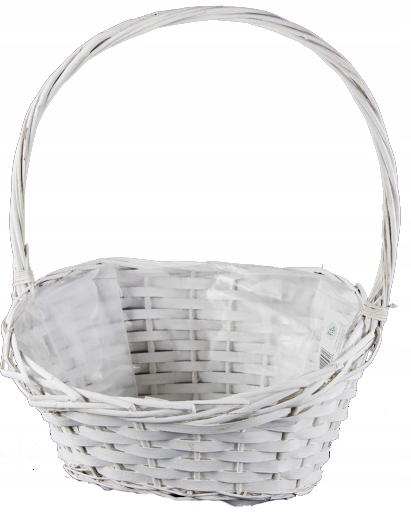 KOSZ PREZENTOWY DELIKATESOWY BIAŁY WIKLINOWY KOSZYK ŚLUB WESELE