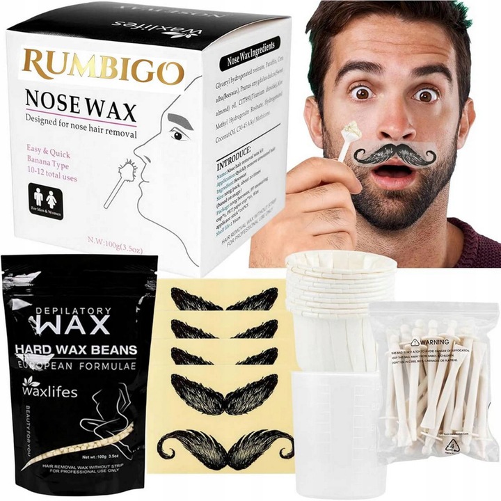 Wosk do depilacji uszu nosa zestaw dla mężczyzn i kobiet z woskiem