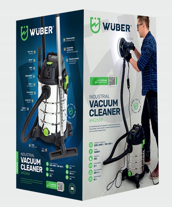 ODKURZACZ PRZEMYSŁOWY WARSZTATOWY MOKRO SUCHO HEPA POPIÓŁ GIPS MOCNY