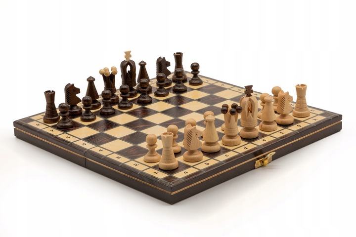 Szachy Królewskie intarsjowane druk brązowe/dąb-brzoza/ NOWOŚĆ/producent