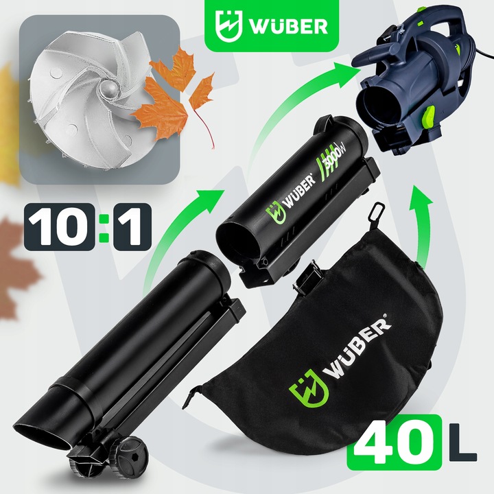 ELEKTRYCZNA DMUCHAWA OGRODOWA 35L DO LIŚCI 3000W ROZDRABNIACZ