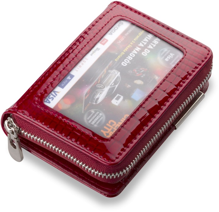 Lakierowany PORTFEL Damski MAŁA PORTMONETKA Skóra Naturalna ELEGANCKI