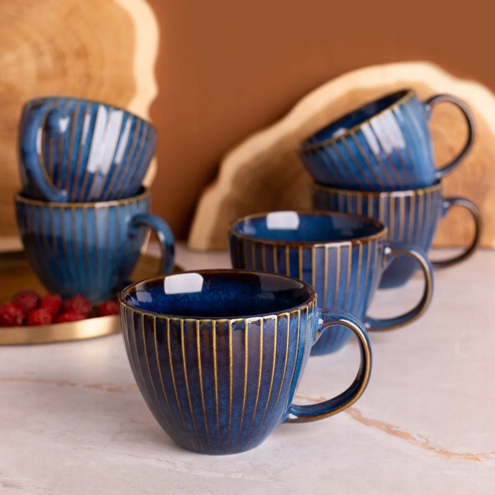 Filiżanki komplet 6 filiżanek do kawy Altom Design Reactive Stripes 450 ml