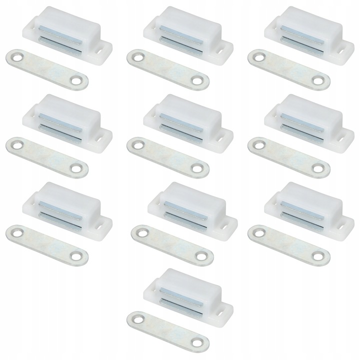 10x ZATRZASK MEBLOWY MAGNES DO DRZWI ZAMEK DO MEBLI MOCNY BIAŁY