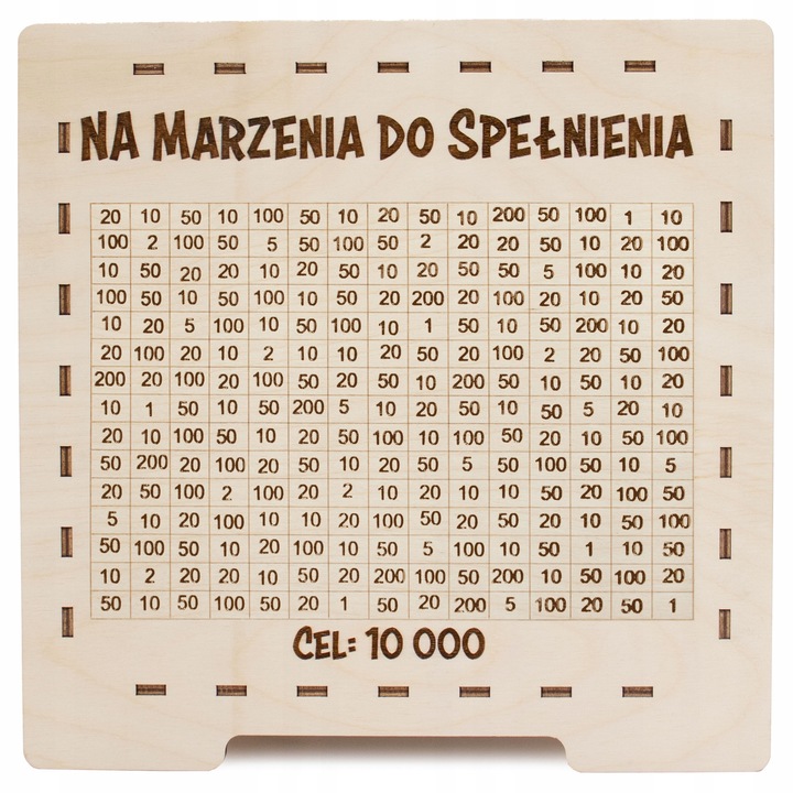 DREWNIANA SKARBONKA WYKREŚLANA PREZENT DOWOLNY NAPIS OSZCZĘDZANIE PIENIĘDZY