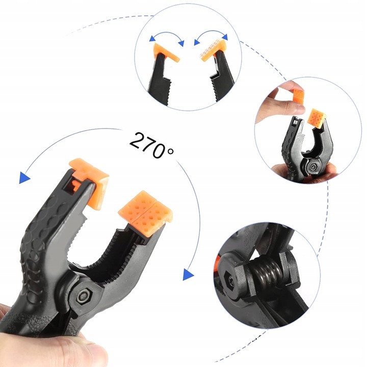 ZESTAW 8 SZT KLIPSÓW MODELARSKICH ŚCISK SPRĘŻYNOWY STOLARSKI KLAMRA