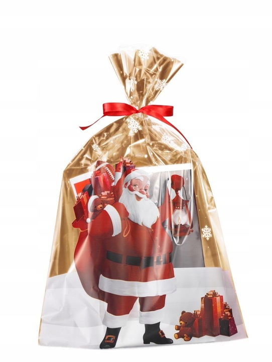 Torebki worki foliowe celofanowe MIKOŁAJ świąteczne cukierki 25x40 50 szt.