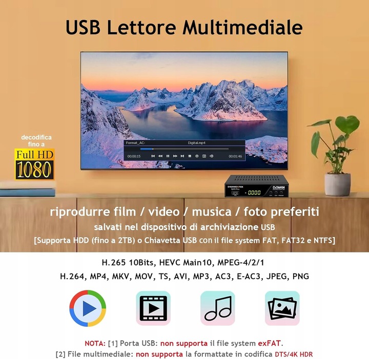 DEKODER CYGROWY Shunweiqtek Q265 Plus tuner DVB T2, Wi-Fi USB nagrywanie