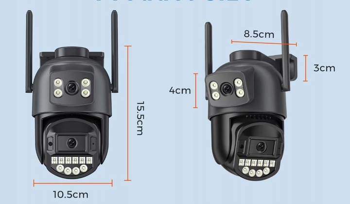 PODWÓJNA KAMERA ZEWNĘTRZNA FHD 2X5MP ZOOM OBROTOWA IP WIFI ALARM DETEKCJA