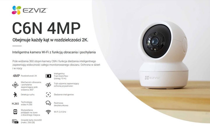 Kamera EZVIZ obrotowa wewnętrzna 4MP CSC6N IP WIFI